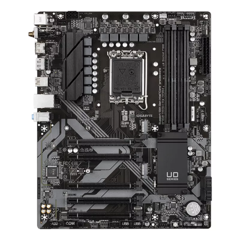 GIGABYTE B760 DS3H AX DDR4 Mainboard - Unterstützt Intel Core 14. CPUs, 8+2+1 Phasen Digital VRM, bis zu 5333MHz DDR4 (OC), 2xPCIe 4.0 M.2, Wi-Fi 6E, GbE LAN, USB 3.2 Gen 2