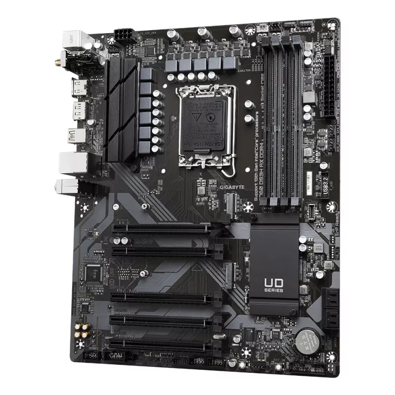 GIGABYTE B760 DS3H AX DDR4 Mainboard - Unterstützt Intel Core 14. CPUs, 8+2+1 Phasen Digital VRM, bis zu 5333MHz DDR4 (OC), 2xPCIe 4.0 M.2, Wi-Fi 6E, GbE LAN, USB 3.2 Gen 2