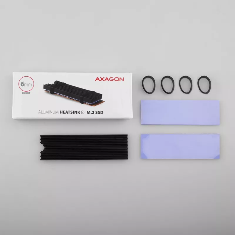 Axagon CLR-M2L6 Passive aluminum heatsink for all M.2 SSDs, size 2280, high 6 mm