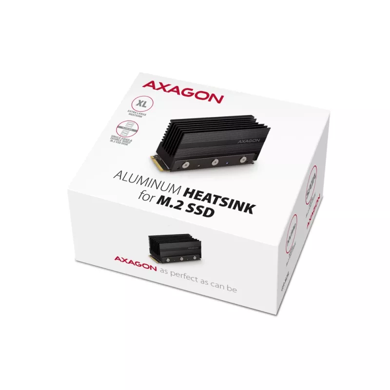 Axagon CLR-M2XL Passiver Aluminium-Kühlkörper für einseitige und zweiseitige M.2 SSD-Laufwerke, Größe 2280, Höhe 36 mm