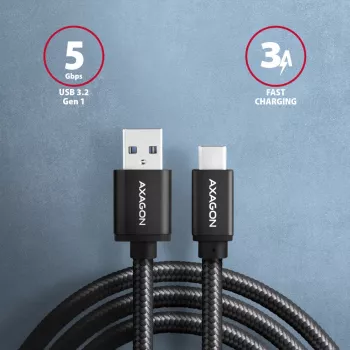 USB-Kabel Axagon BUCM3-AM10AB USB 3.2 Gen 1 1 m USB C USB A Schwarz
