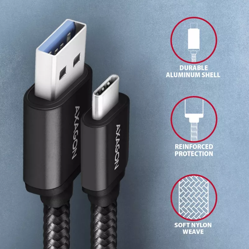 USB-Kabel Axagon BUCM3-AM10AB USB 3.2 Gen 1 1 m USB C USB A Schwarz