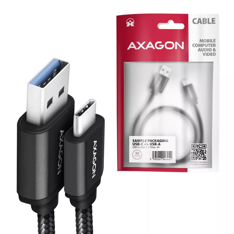USB-Kabel Axagon BUCM3-AM10AB USB 3.2 Gen 1 1 m USB C USB A Schwarz