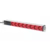 DIGITUS 1U Aluminium PDU, rackmontierbar 10A Stecker, 250VAC 50/60Hz, 8x ROTE CEE 7/7 Steckdose vorgesichert, IEC C14 Stecker