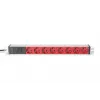 DIGITUS 1U Aluminium PDU, rackmontierbar 10A Stecker, 250VAC 50/60Hz, 8x ROTE CEE 7/7 Steckdose vorgesichert, IEC C14 Stecker