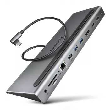 Dockingstation Axagon HMC-4KX3 USB-C 5Gbps Hub, 3x USB-A, 2x HDMI, DP, RJ-45, SD/microSD, Audio, PD 100W, Kabel 40cm