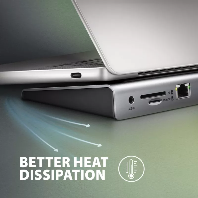 Dockingstation Axagon HMC-4KX3 USB-C 5Gbps Hub, 3x USB-A, 2x HDMI, DP, RJ-45, SD/microSD, Audio, PD 100W, Kabel 40cm
