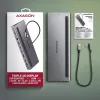 Dockingstation Axagon HMC-4KX3 USB-C 5Gbps Hub, 3x USB-A, 2x HDMI, DP, RJ-45, SD/microSD, Audio, PD 100W, Kabel 40cm