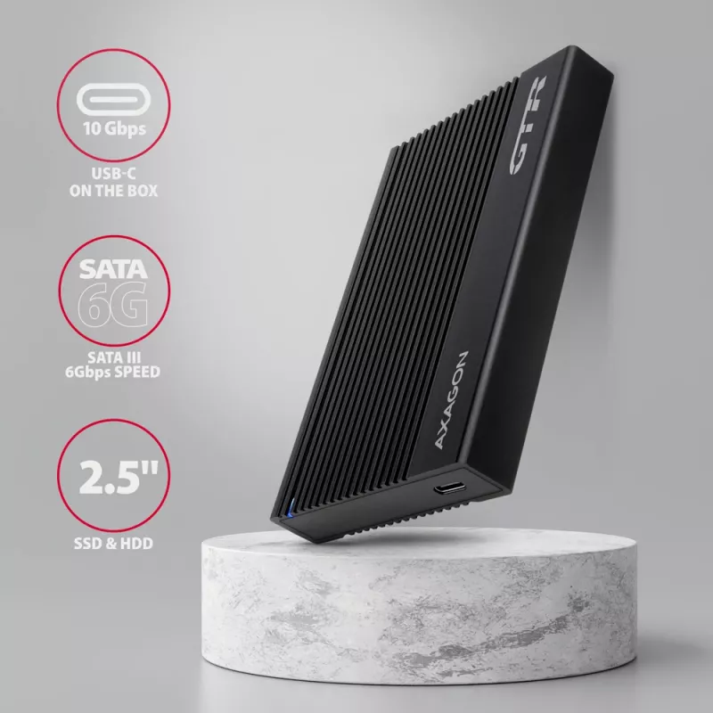 HDD/SSD-Gehäuse Axagon EE25-GTR USB-C 3.2 Gen 2 Schwarz 2,5 Zoll