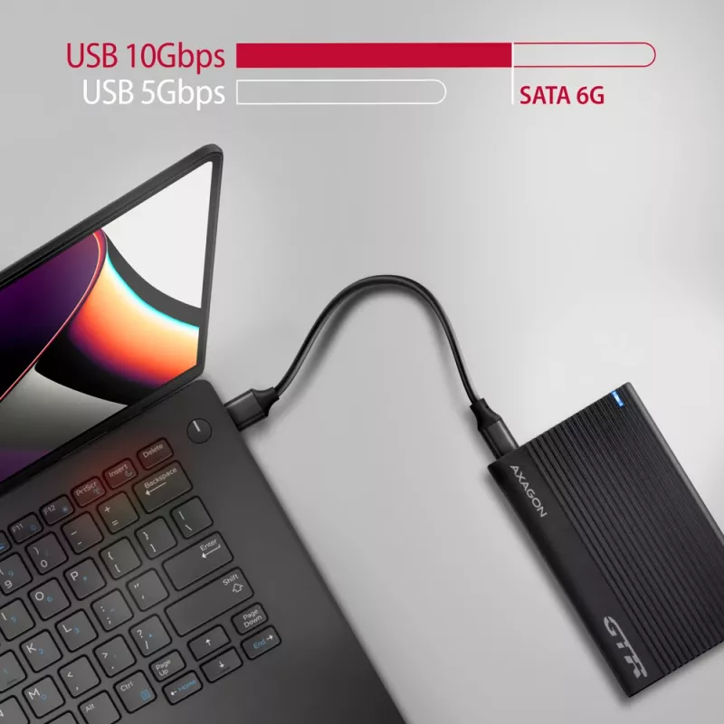 HDD/SSD-Gehäuse Axagon EE25-GTR USB-C 3.2 Gen 2 Schwarz 2,5 Zoll