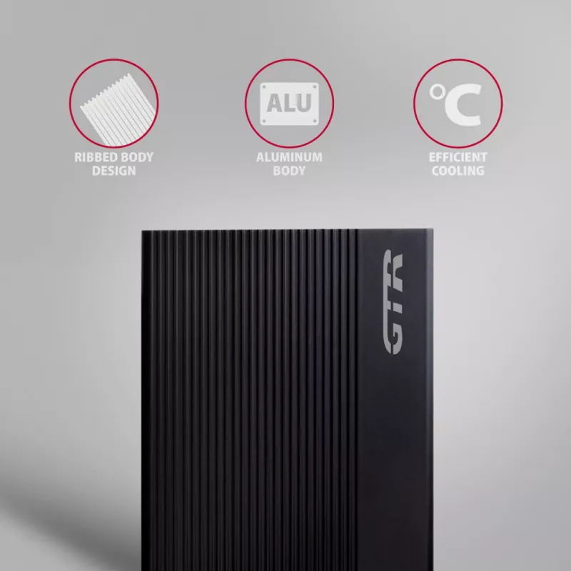 Axagon EE35-GTR USB-C 5Gbps - SATA 6G, 3.5 RIBBED box BLACK - USB Typ C HDD-Gehäuse 3,5 Zoll