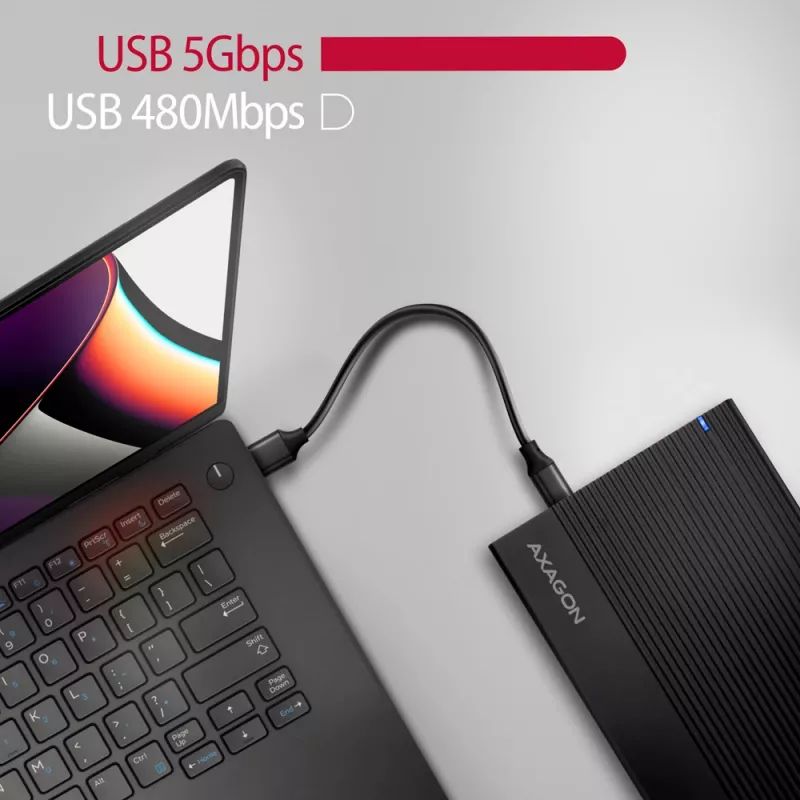 Axagon EE35-GTR USB-C 5Gbps - SATA 6G, 3.5 RIBBED box BLACK - USB Typ C HDD-Gehäuse 3,5 Zoll