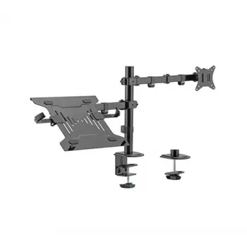Monitorhalterung Gembird MA-DA-03 für 32-Zoll-Bildschirme, Tischklemme/Durchführung, Doppelarm, VESA 75x75–100x100, schwarz