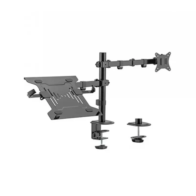 Monitorhalterung Gembird MA-DA-03 für 32-Zoll-Bildschirme, Tischklemme/Durchführung, Doppelarm, VESA 75x75–100x100, schwarz