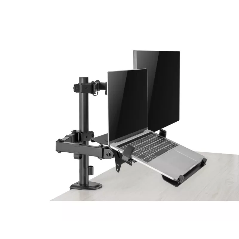 Monitorhalterung Gembird MA-DA-03 für 32-Zoll-Bildschirme, Tischklemme/Durchführung, Doppelarm, VESA 75x75–100x100, schwarz