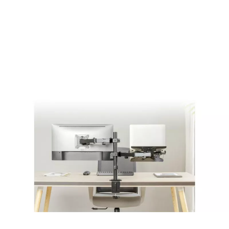Monitorhalterung Gembird MA-DA-03 für 32-Zoll-Bildschirme, Tischklemme/Durchführung, Doppelarm, VESA 75x75–100x100, schwarz