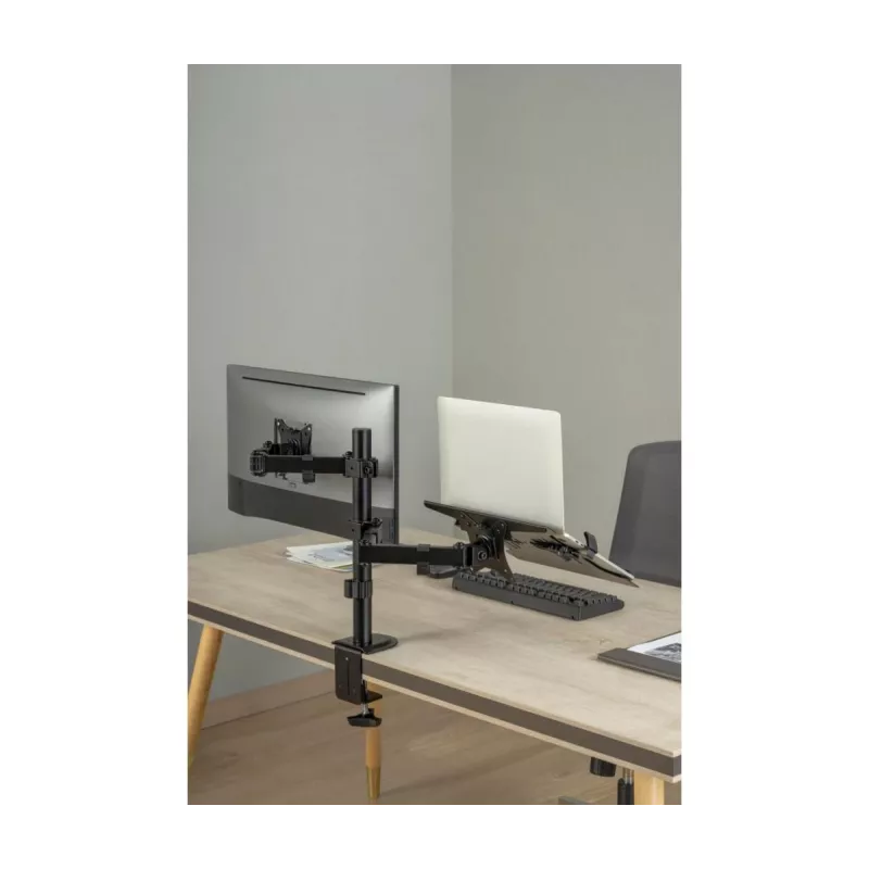 Monitorhalterung Gembird MA-DA-03 für 32-Zoll-Bildschirme, Tischklemme/Durchführung, Doppelarm, VESA 75x75–100x100, schwarz