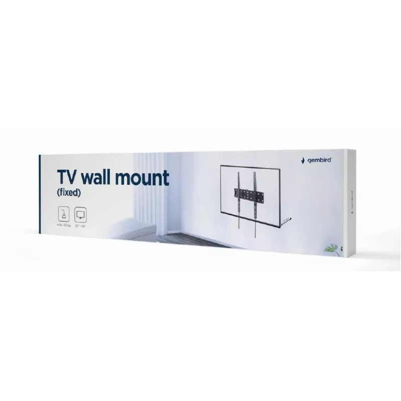 TV-Halterung Gembird WM-55F-02 schwarz, für 32–55 Zoll Bildschirme, max. Belastung 40 kg, VESA 200x200–400x400, schlank 2,5 cm