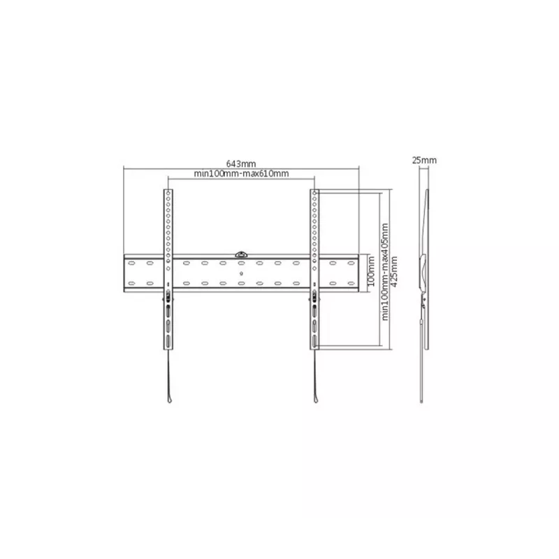 TV-Halterung Gembird WM-70F-01 Schwarz für 37-Zoll–70-Zoll-Fernseher, 40 kg, VESA 200x200–600x400, 2,5 cm flach