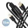 Axagon ADR-215B USB 2.0 A-M -> B-M aktives Verbindungs-/Repeaterkabel 15 m