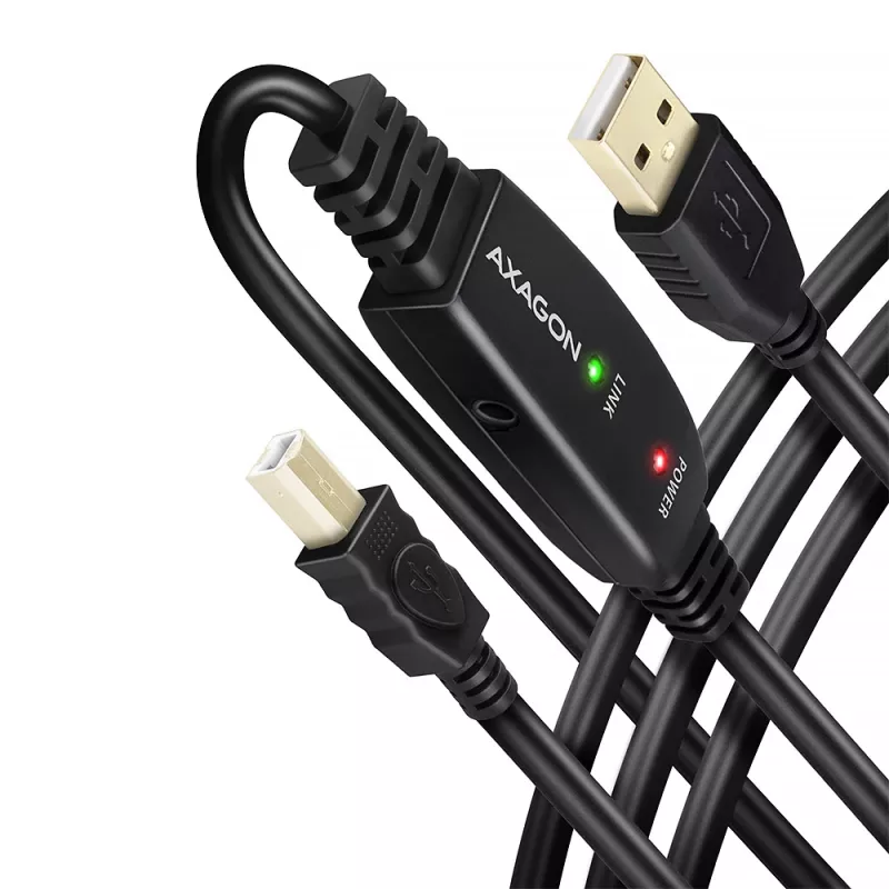 Axagon ADR-215B USB 2.0 A-M -> B-M aktives Verbindungs-/Repeaterkabel 15 m