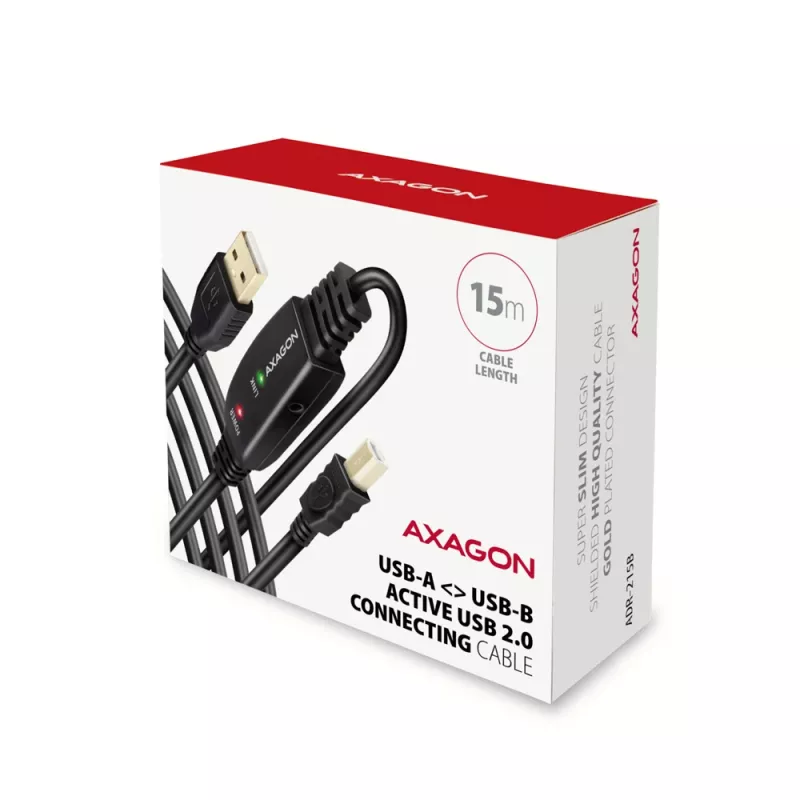 Axagon ADR-215B USB 2.0 A-M -> B-M aktives Verbindungs-/Repeaterkabel 15 m
