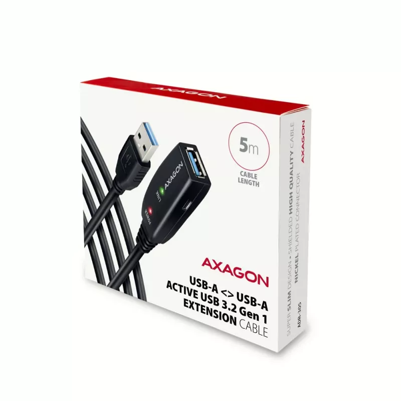 Axagon ADR-305 USB 3.2 Gen 1 A-M -> A-F aktives Verlängerungs-/Repeaterkabel 5 m