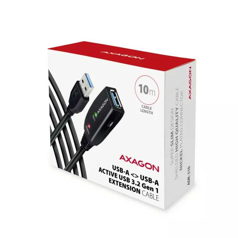 Axagon ADR-310 USB 3.2 Gen 1 A-M -> A-F aktives Verlängerungs-/Repeaterkabel 10m