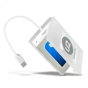 Axagon ADSA-1S USB 2.0 - 2.5 Zoll HDD SATA, HDD/SSD-Gehäuse, 2.5 Zoll, Serial ATA, Serial ATA II, Serial ATA III, 0.48 Gbit/s, USB-Anschluss, Weiß