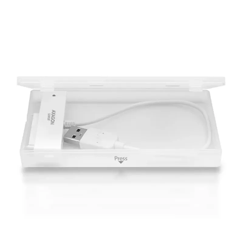 Axagon ADSA-1S USB 2.0 - 2.5 Zoll HDD SATA, HDD/SSD-Gehäuse, 2.5 Zoll, Serial ATA, Serial ATA II, Serial ATA III, 0.48 Gbit/s, USB-Anschluss, Weiß