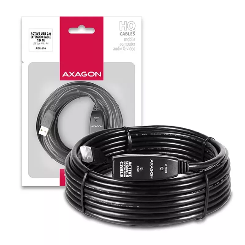 Axagon ADR-210 USB 2.0 A-M -> A-F aktives Verlängerungs-/Repeaterkabel 10 m