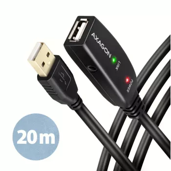 Axagon ADR-220 USB 2.0 A-M -> A-F aktives Verlängerungs-/Repeaterkabel 20 m