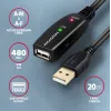 Axagon ADR-220 USB 2.0 A-M -> A-F aktives Verlängerungs-/Repeaterkabel 20 m