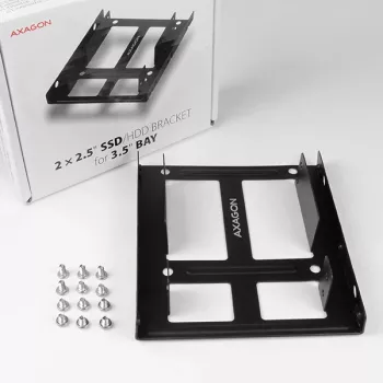 Axagon RHD-225 METAL Halterung für 2x 2,5 Zoll HDD/SSD in 3,5 Zoll Einbauschacht, Lüfterhalterung