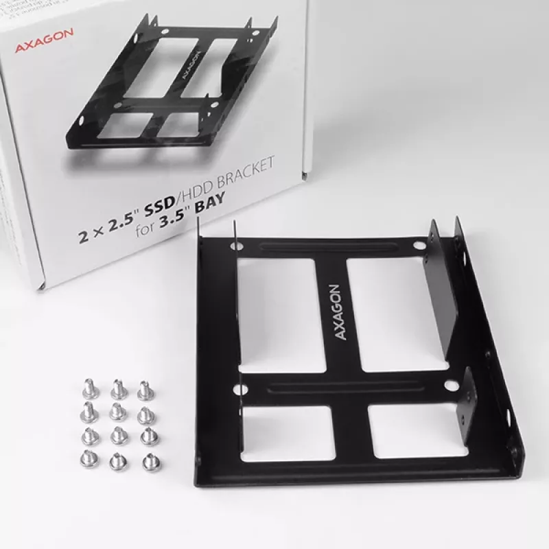 Axagon RHD-225 METAL Halterung für 2x 2,5 Zoll HDD/SSD in 3,5 Zoll Einbauschacht, Lüfterhalterung