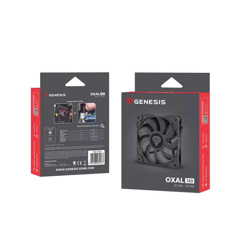 GENESIS Oxal 120 Computer case Fan 12 cm Schwarz 1 Stk.