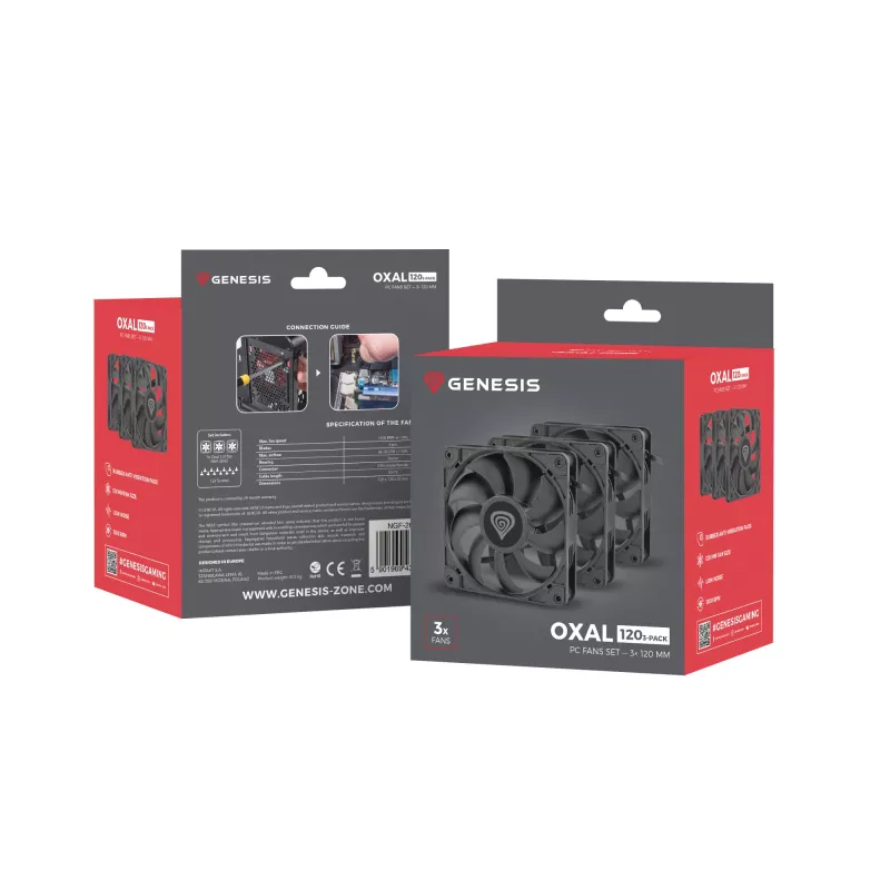GENESIS Oxal 120 Computer case Fan 12 cm Schwarz 3 Stk.
