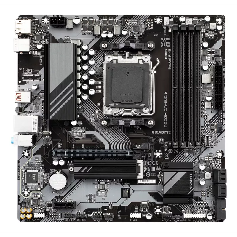 GIGABYTE A620M GAMING X Motherboard – Unterstützt AMD Ryzen 8000 CPUs, 8+2+1 Phasen Digital VRM, bis zu 8000 MHz DDR5 (OC), 1x PCIe 4.0 M.2, GbE LAN, USB 3.2 Gen 2