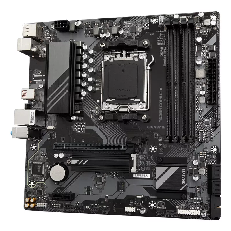 GIGABYTE A620M GAMING X Motherboard – Unterstützt AMD Ryzen 8000 CPUs, 8+2+1 Phasen Digital VRM, bis zu 8000 MHz DDR5 (OC), 1x PCIe 4.0 M.2, GbE LAN, USB 3.2 Gen 2