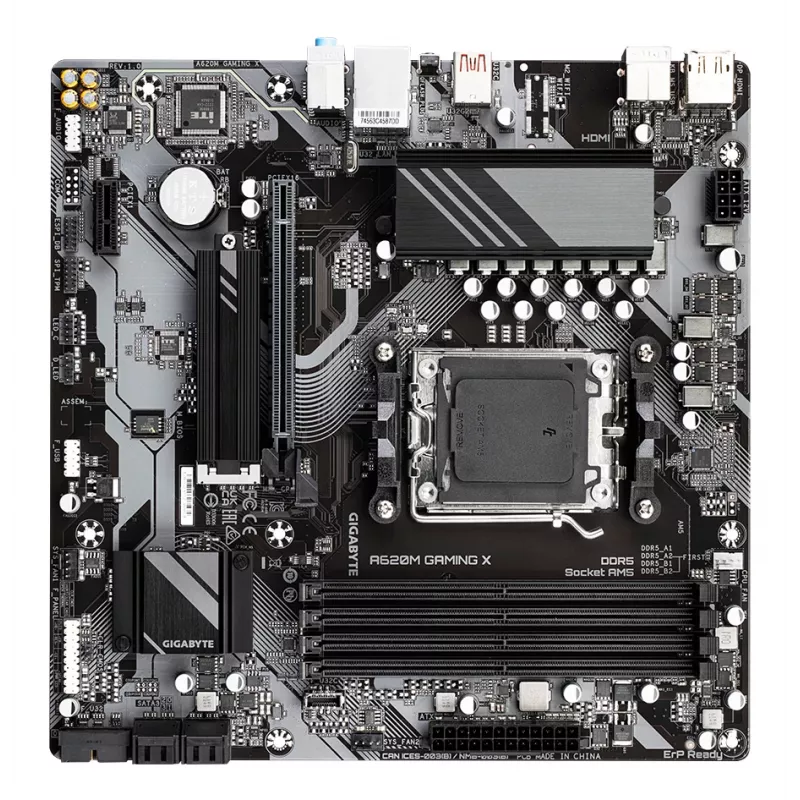GIGABYTE A620M GAMING X Motherboard – Unterstützt AMD Ryzen 8000 CPUs, 8+2+1 Phasen Digital VRM, bis zu 8000 MHz DDR5 (OC), 1x PCIe 4.0 M.2, GbE LAN, USB 3.2 Gen 2