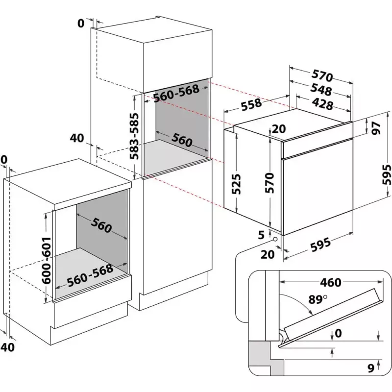Einbau-Elektrobackofen WHIRLPOOL OMR58HU1B — 71 L, A+, hydrolytische Selbstreinigung, Umluft, Grill, Teleskopauszug