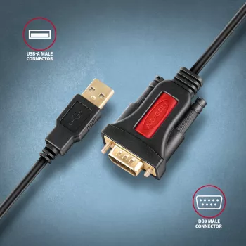 Axagon ADS-1PSN USB-A 2.0 - seriell RS-232 DB9-M Prolific Adapterkabel 1,5 m