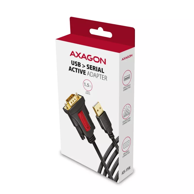 Axagon ADS-1PSN USB-A 2.0 - seriell RS-232 DB9-M Prolific Adapterkabel 1,5 m