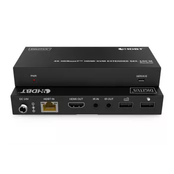 DIGITUS HDBaseT KVM Extender Set - 150m 4K/60Hz USB 1.1 PoC IR schwarz