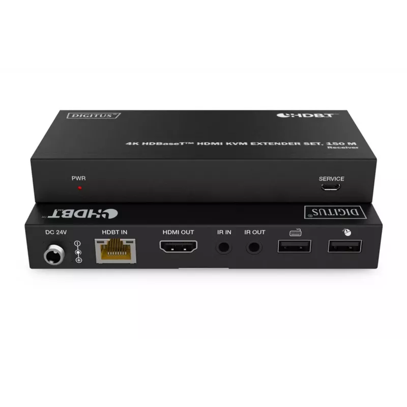 DIGITUS HDBaseT KVM Extender Set - 150m 4K/60Hz USB 1.1 PoC IR schwarz