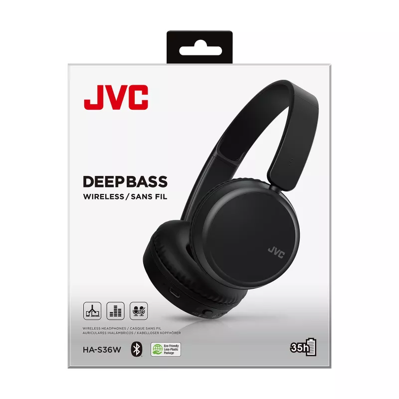 JVC Deep Bass Bluetooth On-Ear Schwarz, Kabellos, Anrufe/Musik, 20 - 20000 Hz, 157 g, Headset, Schwarz