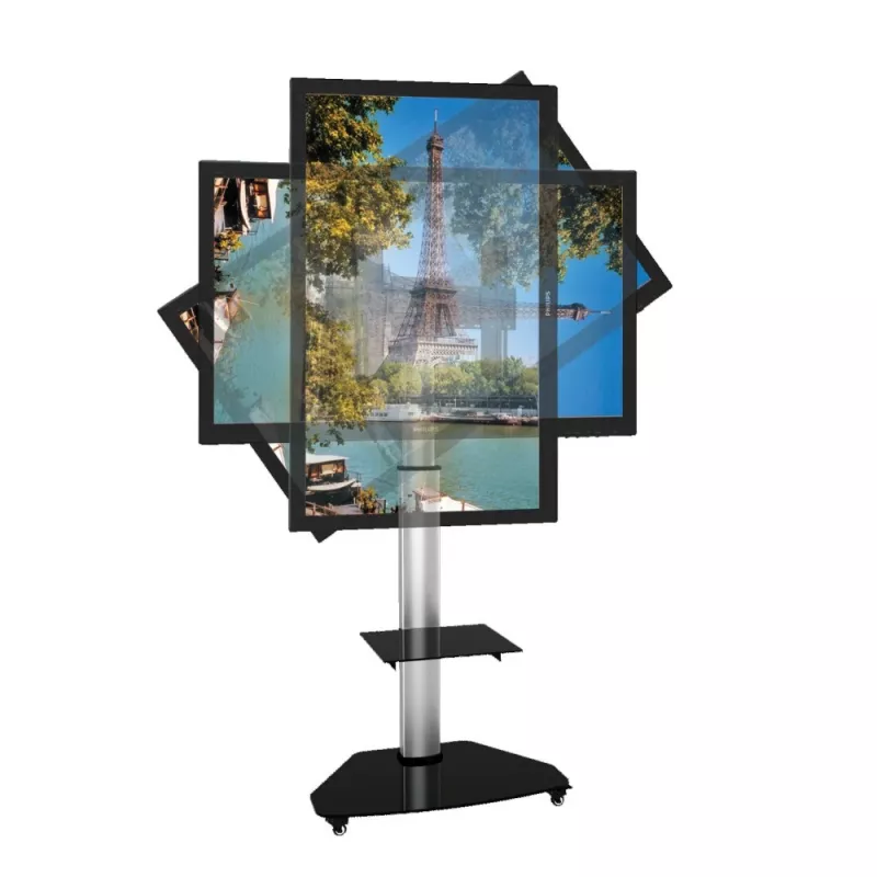 Techly Bodenständer mit Ablagewagen TV LCD/LED/Plasma 37-70 Zoll Silber