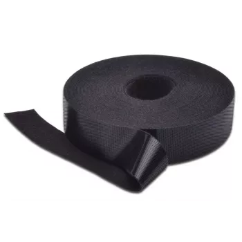 DIGITUS Klettband, 20 mm breit für strukturierte Verkabelung 10-m-Rolle, Farbe schwarz