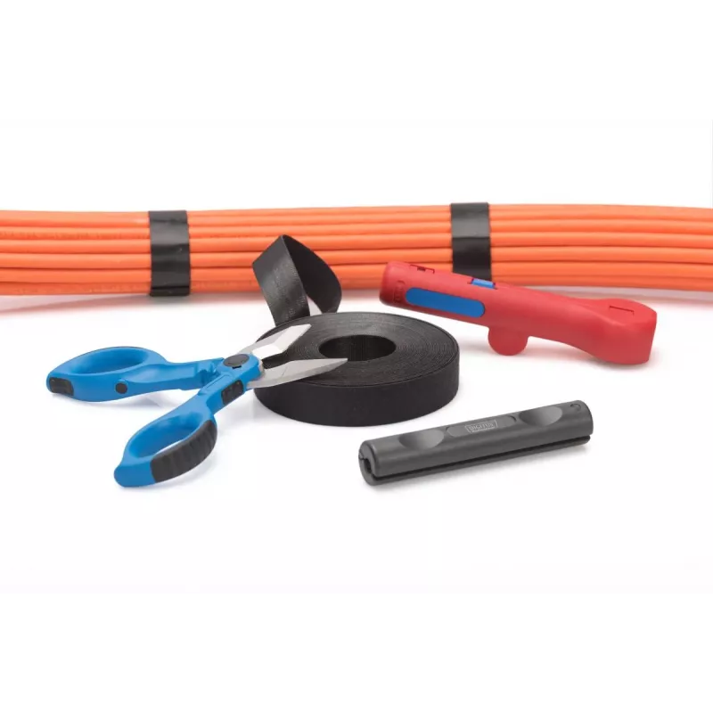 DIGITUS Klettband, 20 mm breit für strukturierte Verkabelung 10-m-Rolle, Farbe schwarz