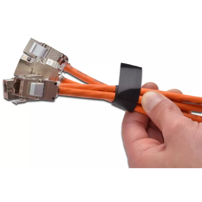 DIGITUS Klettband, 20 mm breit für strukturierte Verkabelung 10-m-Rolle, Farbe schwarz